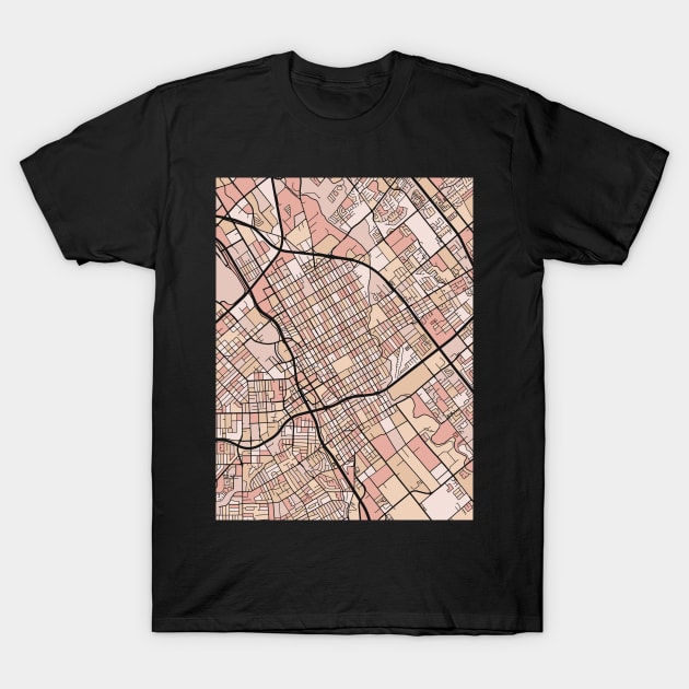 San Jose Map Pattern in Soft Pink Pastels T-Shirt by PatternMaps